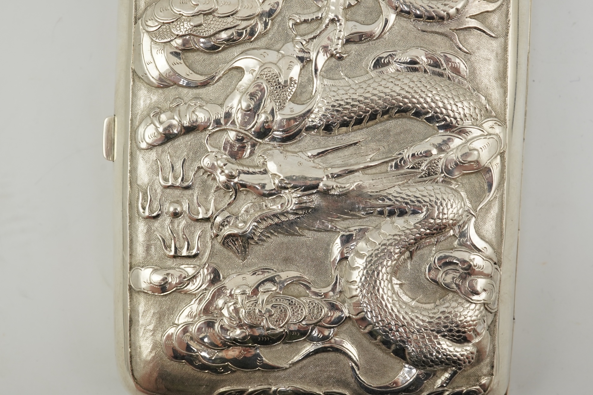 A late 19th/early 20th century Chinese Export silver rectangular cigarette case